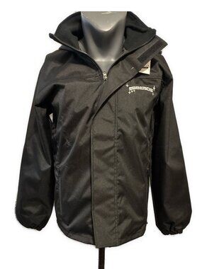 Threads Clothing New Solid Black Hooded Windbreaker Rain Jacket Full Zip Medium